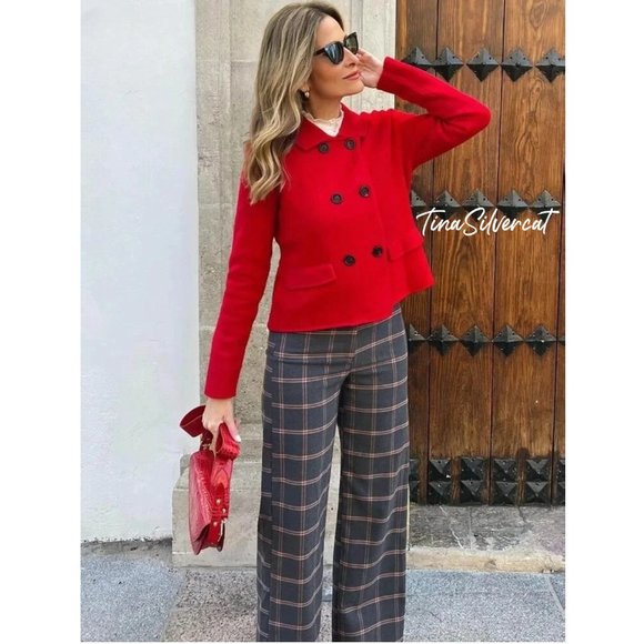BLOGGER'S FAVE! Zara Red Wool Blazer Jacket NWT - Picture 8 of 15